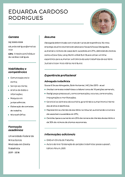 Exemplo de currículo de advogada